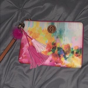 Rainbow TORY BURCH wristlet with keychain.